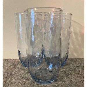 3 Vintage Anchor Hocking Blue Swirl Tumblers   #1268